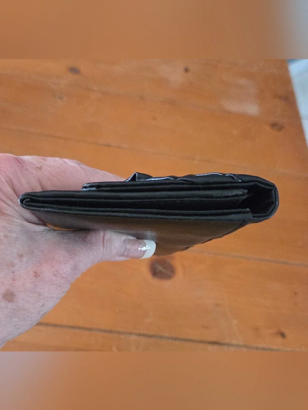 Classic Black Payless Faux Leather Envelope Clutch - Elegant Ruffle Detail